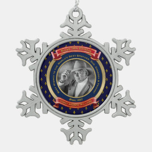 Meilenstein Birthday Gold Foto 50. Fünfzig Blau R Schneeflocken Zinn-Ornament