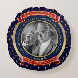 Meilenstein Birthday Gold Foto 70. Siebzig Blau Rundes Kissen