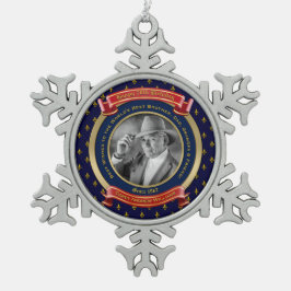 Meilenstein Birthday Gold Foto 70. Siebzig Blau Schneeflocken Zinn-Ornament