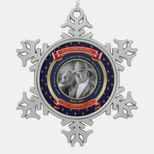 Meilenstein Birthday Gold Foto 70. Siebzig Blau Schneeflocken Zinn-Ornament