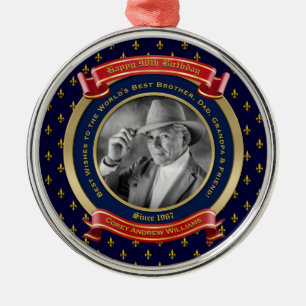 Meilenstein Birthday Gold Foto 90. Neunzig Blau Ro Ornament Aus Metall