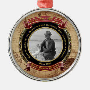 Meilenstein Birthday Gold Foto Vintag Karte 70. Ornament Aus Metall