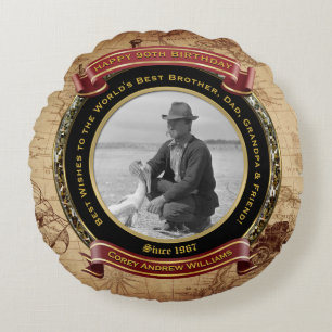 Meilenstein Birthday Gold Foto Vintag Karte 90. Rundes Kissen