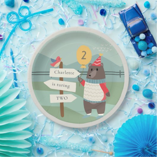 Meilenstein des niedlichen Vogelbären jedes Lebens Pappteller (Party)