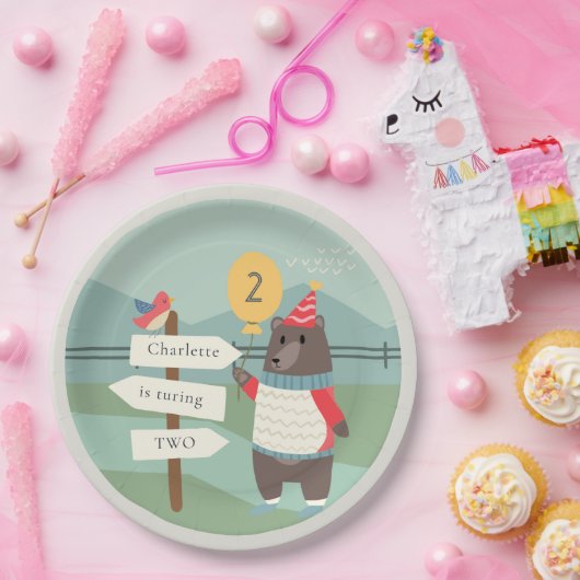 Meilenstein des niedlichen Vogelbären jedes Lebens Pappteller (Party)