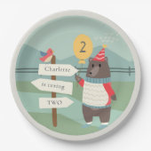 Meilenstein des niedlichen Vogelbären jedes Lebens Pappteller (Vorderseite)