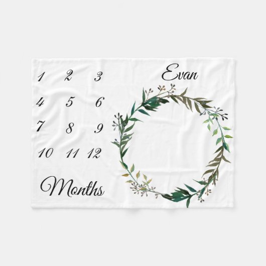 Meilenstein Einfache Wasserfarbe Leaaath Keepake Fleecedecke (Vorderseite (Horizontal))