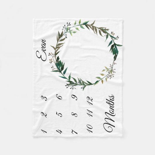 Meilenstein Einfache Wasserfarbe Leaaath Keepake Fleecedecke (Vorderseite)