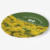 Meilenstein Feier Gelbe Blüte 80. Geburtstag Pappteller (Schrägansicht)