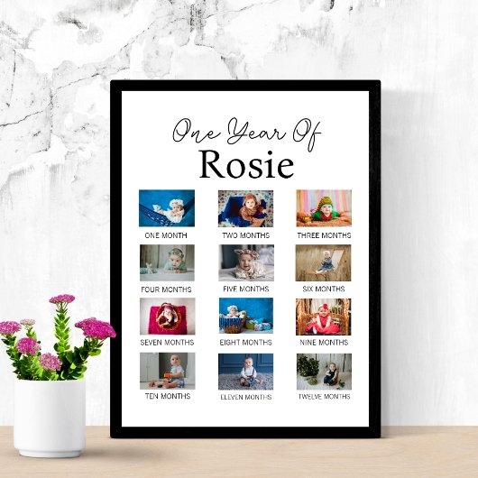 Meilenstein für das erste Jahr des Kindes 1. Gebur Poster