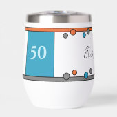 Meilenstein Geburtstag 50. Name blau orange (Vorderseite)