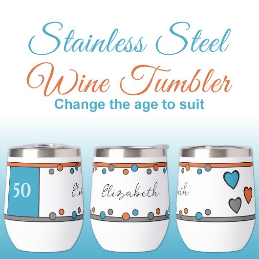 Meilenstein Geburtstag 50. Name blau orange