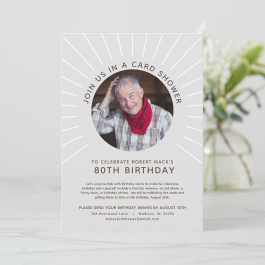 Meilenstein Geburtstag Fotokarte Einladung (Stehend Vorderseite)