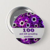Meilenstein Geburtstag Lila Blume Foto Floral Button (Vorne & Hinten)
