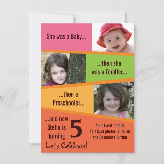 Meilenstein Geburtstag - Mädchen Einladung (Vorderseite)