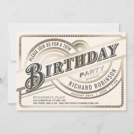 Meilenstein Geburtstagsparty Einladungen Gold & We (Vorderseite)