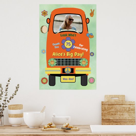 Meilenstein Groovy Hippie Geburtstagsfeier Poster (Küche)