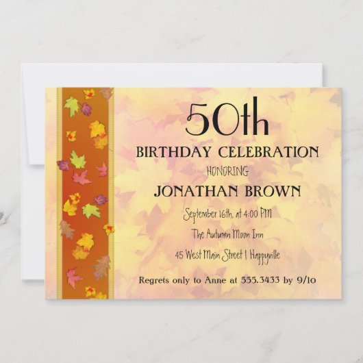 Meilenstein Herbst Geburtstagsfeier Einladung (Vorderseite)