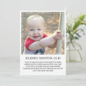 Meilenstein Keepake Card: 11 Monate alte Announc Ankündigung (Stehend Vorderseite)