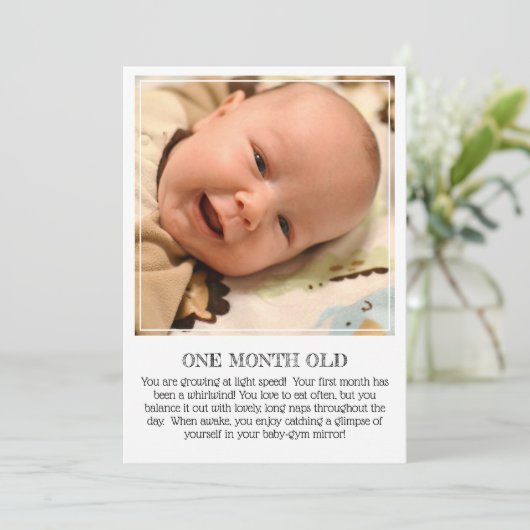 Meilenstein Keepake Card: Ein Monat alt Ankündigung (Stehend Vorderseite)