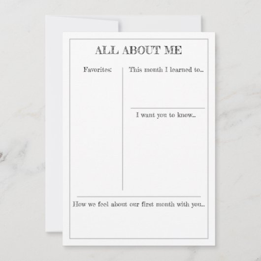 Meilenstein Keepake Card: Ein Monat alt Ankündigung (Rückseite)