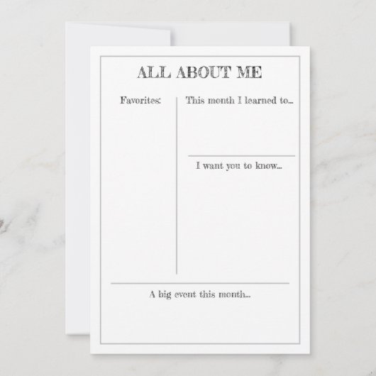 Meilenstein Keepake Card: Fünf Monate alt Ankündigung (Rückseite)