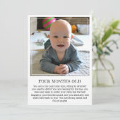 Meilenstein Keepake Card: Vier Monate alt Ankündigung (Stehend Vorderseite)