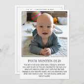 Meilenstein Keepake Card: Vier Monate alt Ankündigung (Vorne/Hinten)