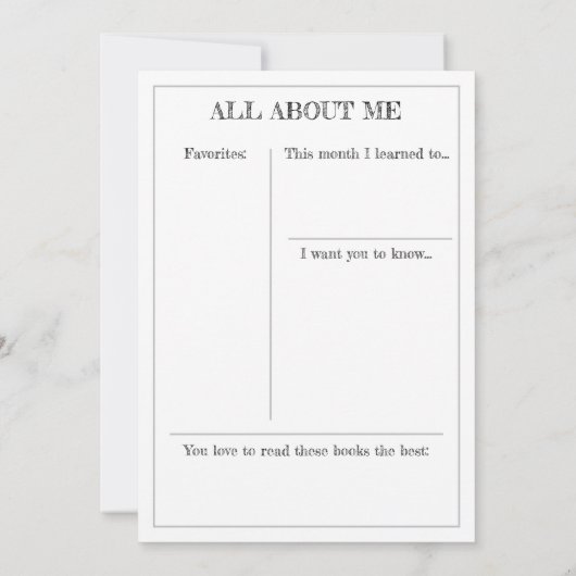 Meilenstein Keepake Card: Zehn Monate alt Ankündigung (Rückseite)