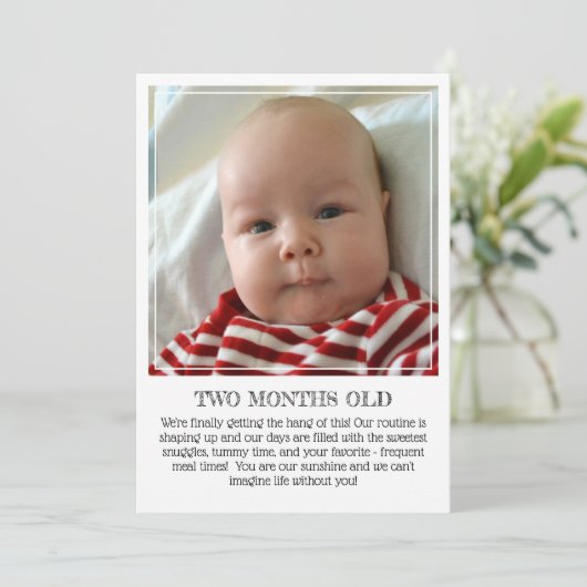 Meilenstein Keepake Card: Zwei Monate alt Ankündigung (Stehend Vorderseite)