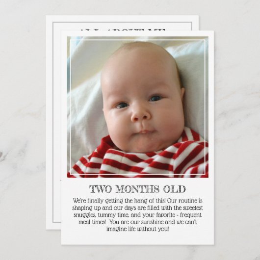 Meilenstein Keepake Card: Zwei Monate alt Ankündigung (Vorne/Hinten)