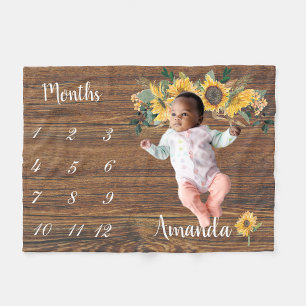 Meilenstein Rustikales Land Holz Sonnenblumen Keep Fleecedecke