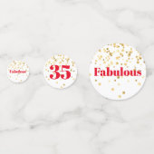 Meilenstein Tisch Confetti - Gold und Rot fabelhaf Konfetti (Vorderseiten)