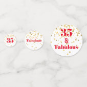 Meilenstein Tisch Confetti - Gold und Rot fabelhaf Konfetti (Rückseiten)