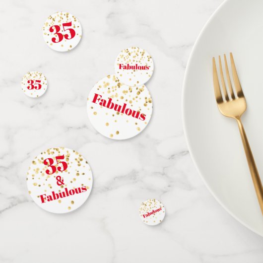 Meilenstein Tisch Confetti - Gold und Rot fabelhaf Konfetti (Gruppe)