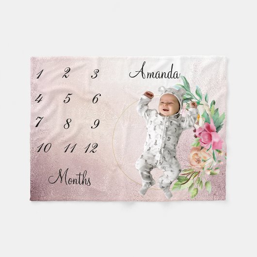 Meilenstein Vintage Rose Gold verblasste Baby Keep Fleecedecke
