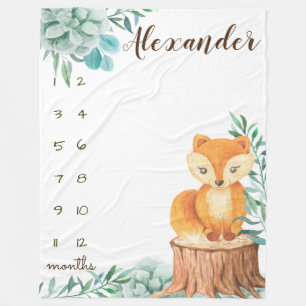 Meilensteine Aquarellwald Fox Fleecedecke