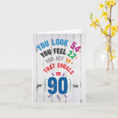 Meilensteine für die Altersanpassung 90 - Geburtst Karte (Gelbe Blume)