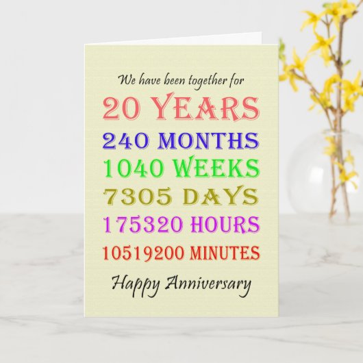 Meilensteine-Karte zum 20. Jubiläum Karte (Gelbe Blume)