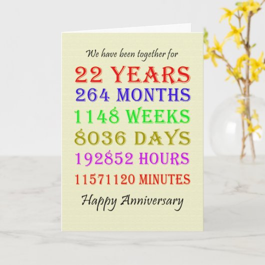 Meilensteine-Karte zum 22. Jubiläum Karte (Gelbe Blume)