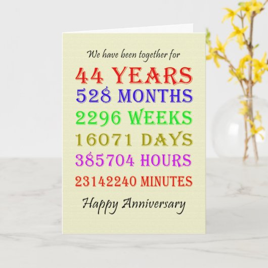 Meilensteine-Karte zum 44. Jahrestag Karte (Gelbe Blume)