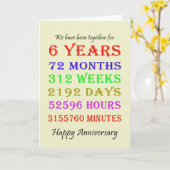 Meilensteine-Karte zum 6. Jahrestag Karte (Gelbe Blume)