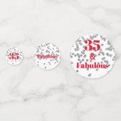 Meilensteine Tafelconfetti - silber und rot fabelh Konfetti (Rückseiten)