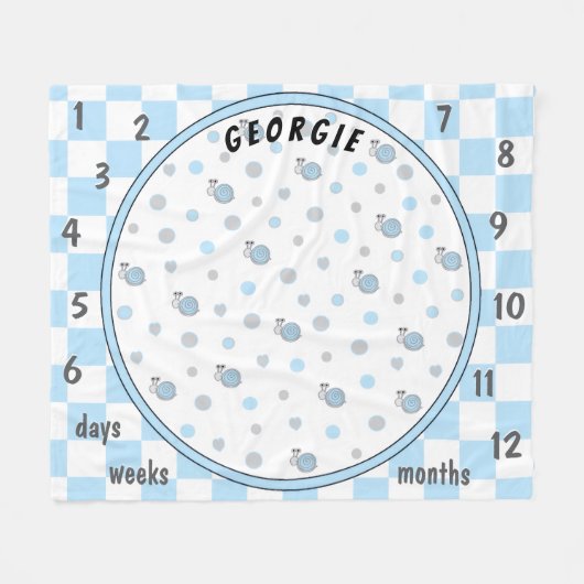 Meilensteine und Schnecken Baby Fleecedecke (Vorderseite (Horizontal))