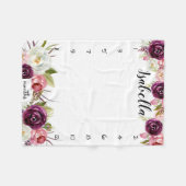 Meilensteine-Wachstumsweg Aquarellpinke Blume Fleecedecke (Vorderseite (Horizontal))