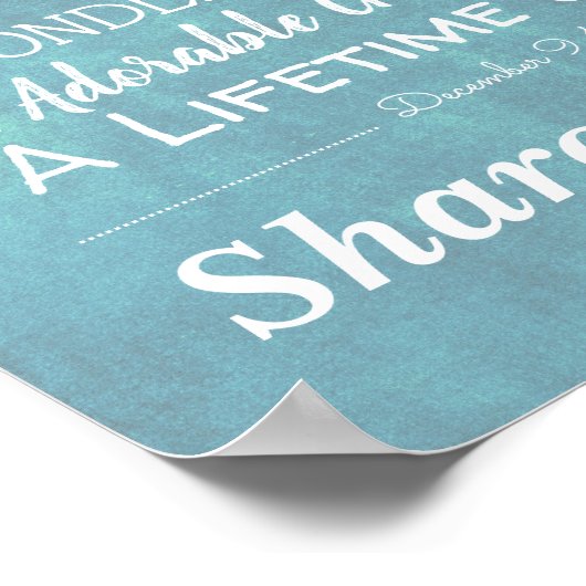 Meilensteine zum personalisierten Blauen Hochzeits Poster (Ecke)