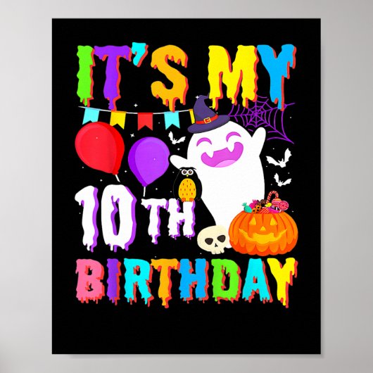 Mein 10. Geburtstag gibt Ghost Pumpkin Halloween C Poster (Vorne)
