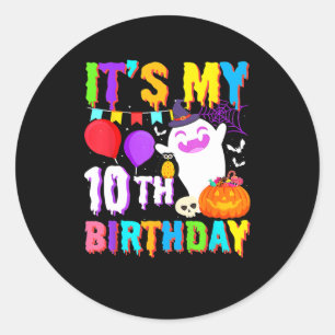 Mein 10. Geburtstag gibt Ghost Pumpkin Halloween C Runder Aufkleber