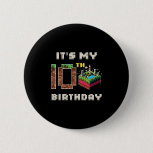 Mein 10. Geburtstag Pixel-Spiel 10 Kuchen Gamer Ju Button