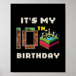 Mein 10. Geburtstag Pixel Spiel 10 Kuchen Gamer Ju Poster